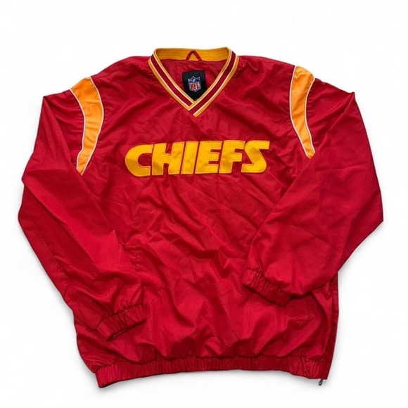NFL Other - Vintage Kansas City Chiefs V-Neck Windbreaker Pullover - Red/Yellow - Size L